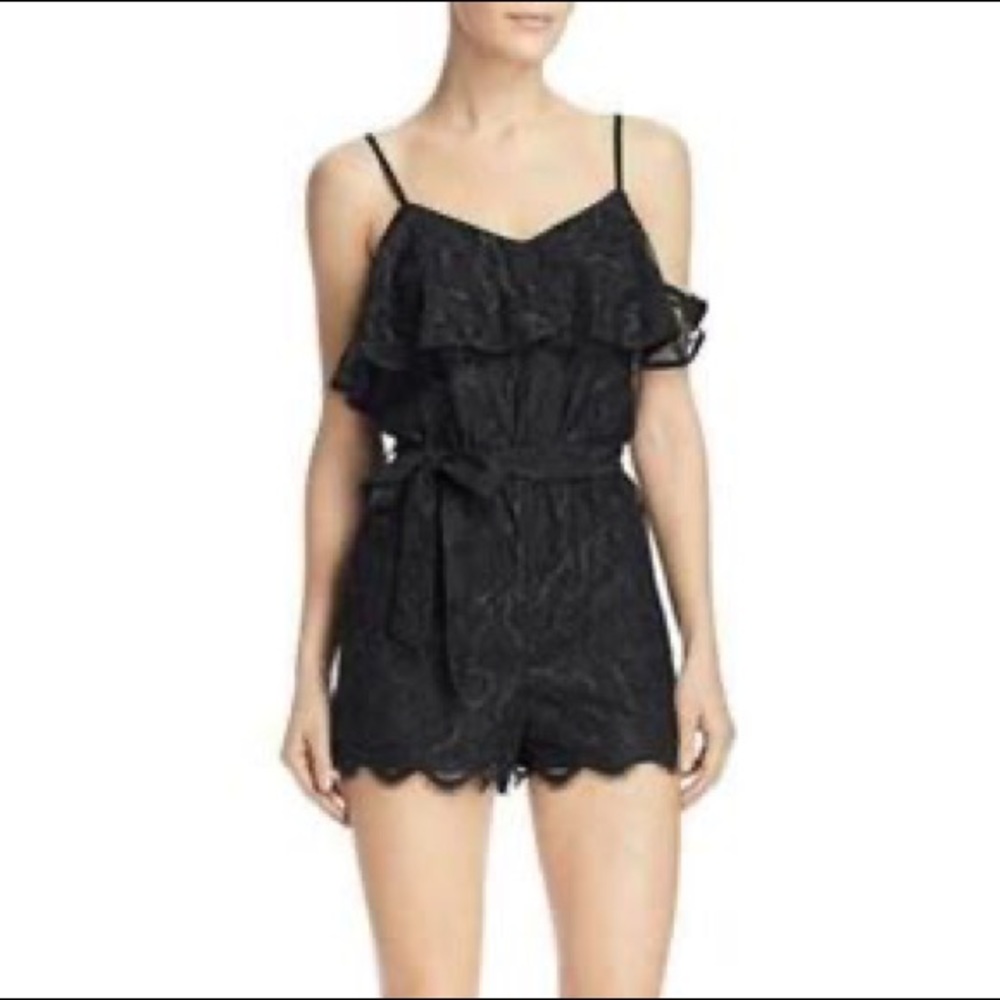 Guess Black Floral Lace Romper